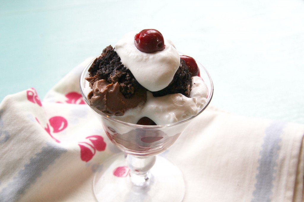 chocolate brownie cherry parfaits gluten-free and vegan | juliesoriginal.com